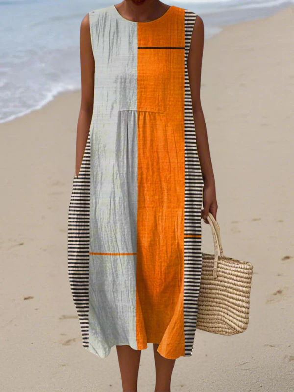Viera | letné midi šaty colorblock