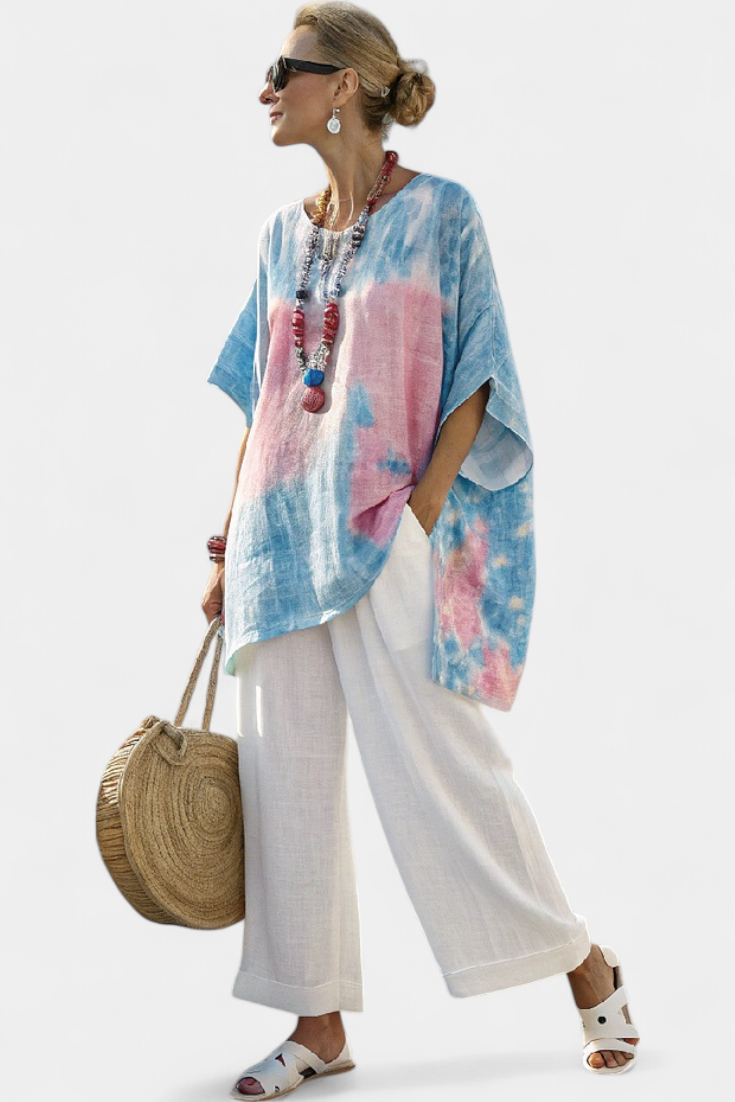 Valentina – základný pohodlný top a pruhované nohavice z bambusu