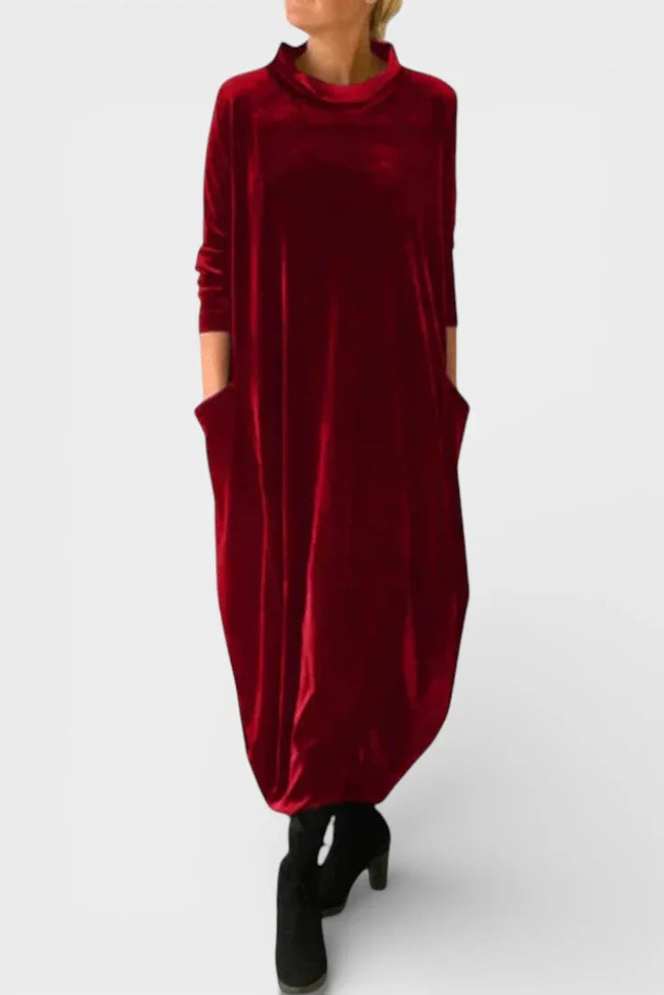 Saskia | Elegantné sametové šaty s kapsami