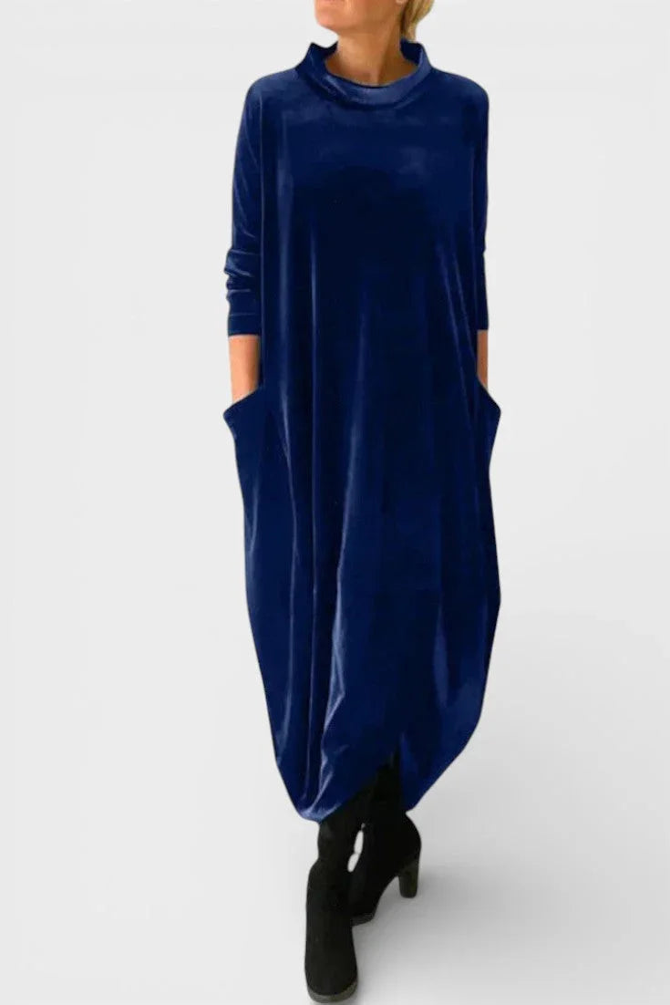 Saskia | Elegantné sametové šaty s kapsami