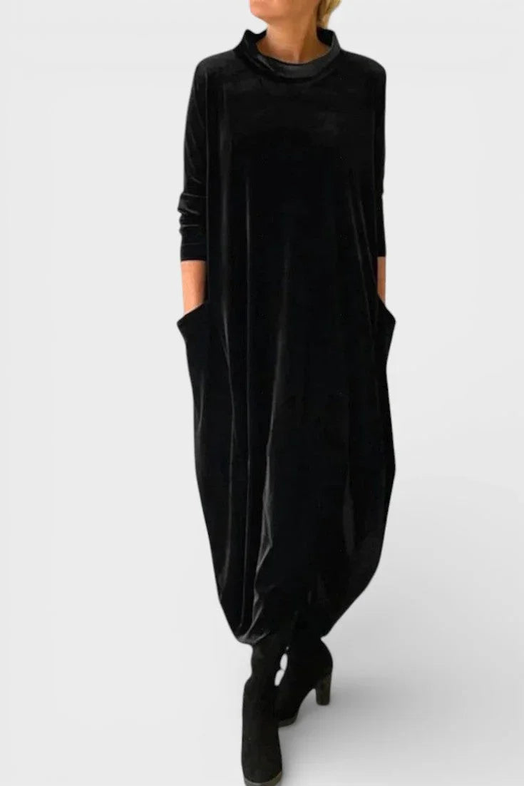 Saskia | Elegantné sametové šaty s kapsami