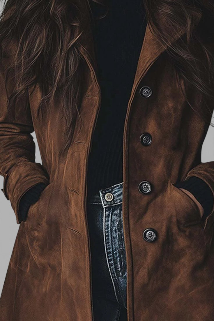 Teresa | semišový trenčkot v štýle vintage