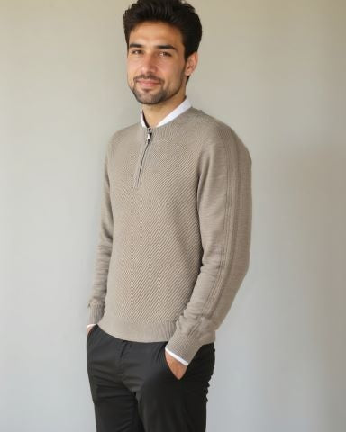 Vilhelm | Základný sveter s polovičným zipsom