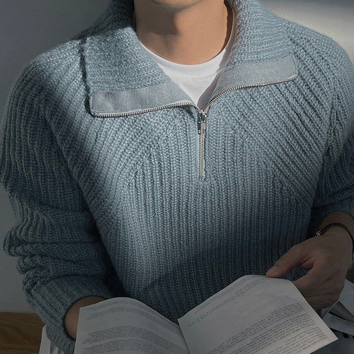 Brieuc | Pull Azure s krátkym zipsom