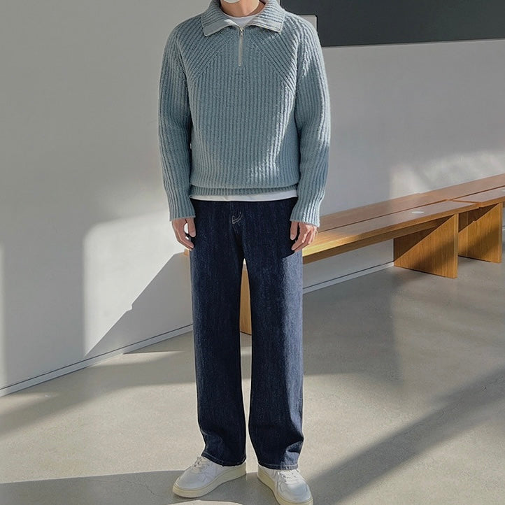 Brieuc | Pull Azure s krátkym zipsom