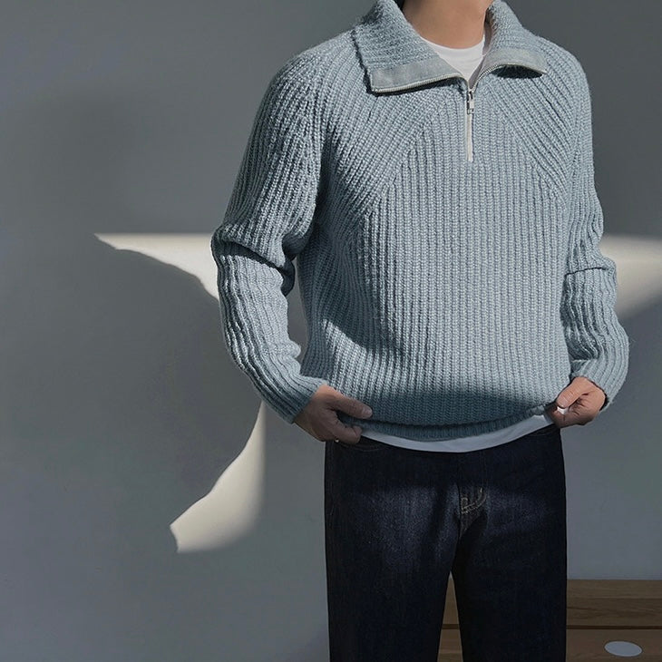 Brieuc | Pull Azure s krátkym zipsom