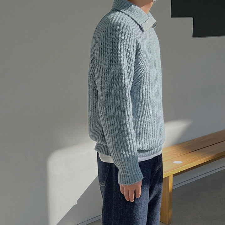 Brieuc | Pull Azure s krátkym zipsom