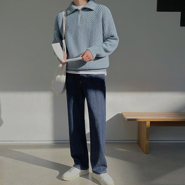 Brieuc | Pull Azure s krátkym zipsom